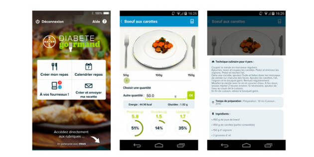 l’appli Diabète gourmand propose des menus adaptés