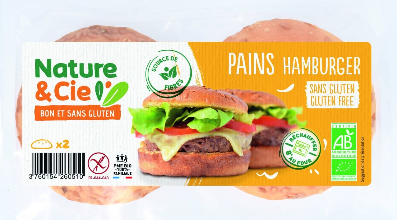 Nature & Cie : des pains burgers sans gluten, bio et sources de fibres